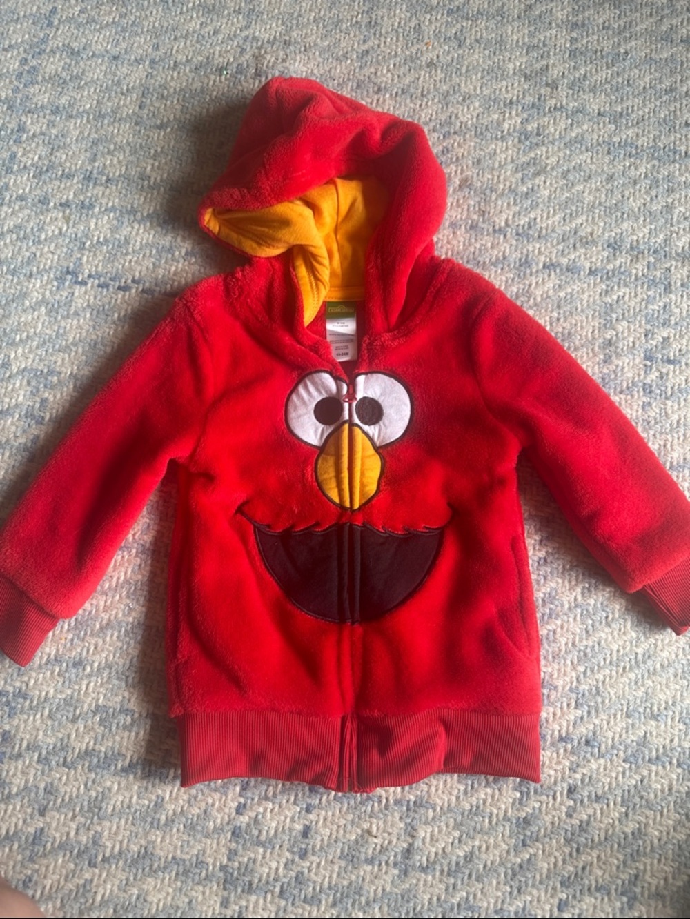 Sesame Street Red Elmo Hooded Zip-Up Sweatshirt with Yellow Lining